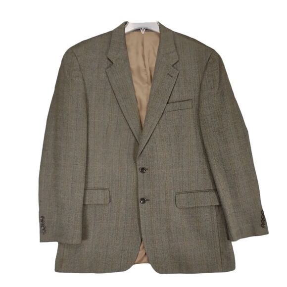 Vtg 90s Y2K IZOD Men's 44L 100% Wool Herringbone Tweed Sports Coat Blazer Jacket - Picture 1 of 8
